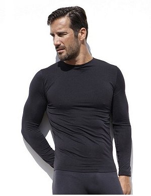 Maglia manica lunga girocollo, colore bianco.